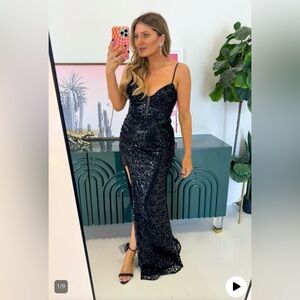 Adeline Black Sequin Gown